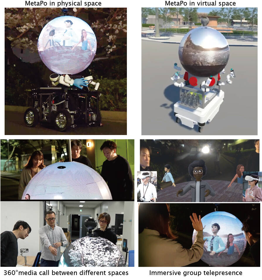 The developed mobile display robot called MetaPo and the communication using MetaPo.